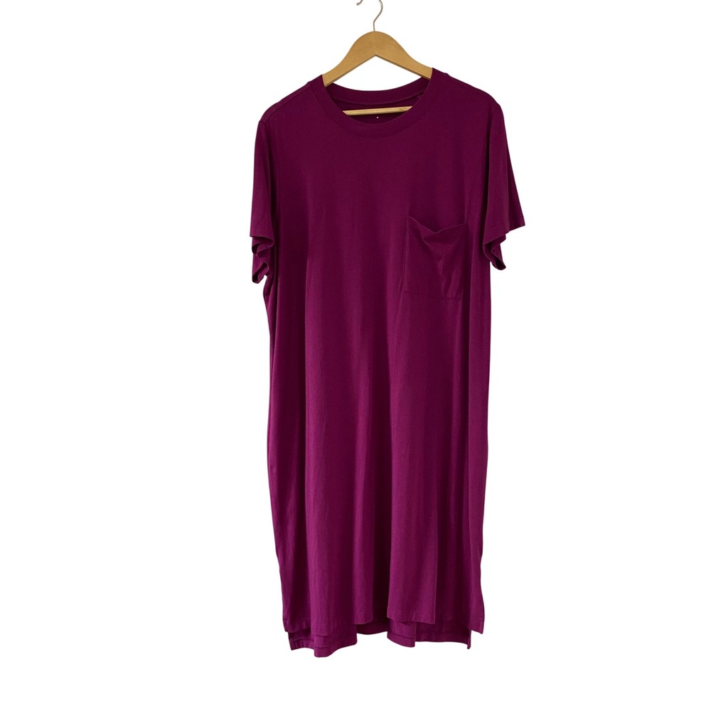 Universal Standard Plum Purple Pima Cotton Modal T-Shirt Pocket Dress Medium